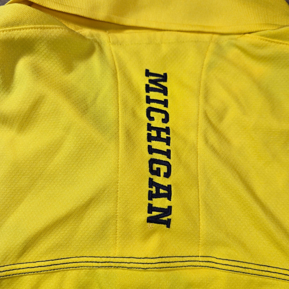 Adidas Golf Michigan Wolverines Polo Mens L Yellow Climalite NCAA Preppy - Picture 8 of 10